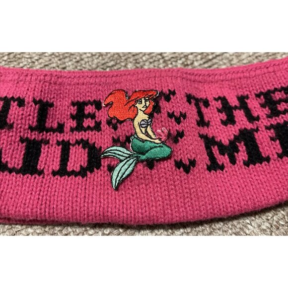 Vintage 90s Disney The Little Mermaid Fleece Ski Winter Headband Stretch Pink main image 4